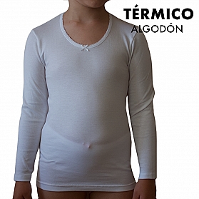 pack 3 Camisetas térmicas niña manga larga 100% algodón peinado afelpado